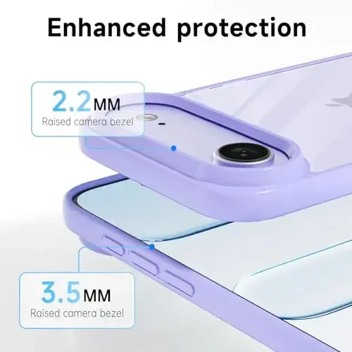 LoeoeL for iPhone 17 Air Case Clear, Transparent Hybrid iPhone 17 Air Phone Case [Hard Plastic & Soft Silicone Bumper] Acrylic Non Yellowing Thin Slim Protective Cover for Women, Purple Lavender - 5