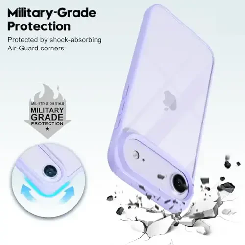 LoeoeL for iPhone 17 Air Case Clear, Transparent Hybrid iPhone 17 Air Phone Case [Hard Plastic & Soft Silicone Bumper] Acrylic Non Yellowing Thin Slim Protective Cover for Women, Purple Lavender - 6