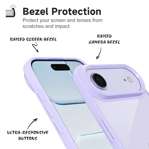 iPhone 17 Air Kılıfı Şeffaf, Transparan Hibrit iPhone 17 Air Telefon Kılıfı [Sert Plastik & Yumuşak Silikon Tampon] Akrilik Sararmayan İnce Koruyucu Kapak Kadınlar için, Mor Lavanta - 4