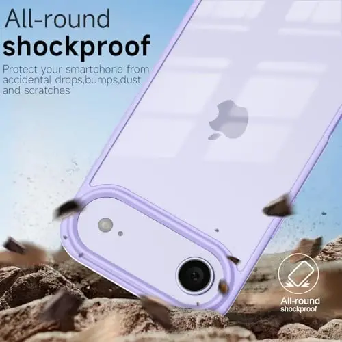 iPhone 17 Air Kılıfı Şeffaf, Transparan Hibrit iPhone 17 Air Telefon Kılıfı [Sert Plastik & Yumuşak Silikon Tampon] Akrilik Sararmayan İnce Koruyucu Kapak Kadınlar için, Mor Lavanta - 6