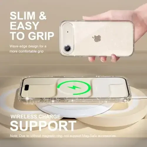 iPhone 17 Air uchun Choiche mos keladigan g‘ilof, ayollar uchun chiroyli tiniq yaltiroq g‘ilof, [1 x olmos kamera linzalari himoyachisi] [2 x закалённое shisha ekran himoyachisi] 6,5 dyuym (yaltiroq tiniq) - 6