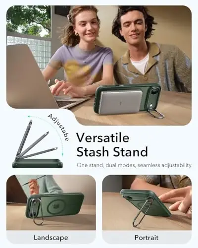 iPhone 17 Air uchun ESR g'ilofi, yashirin tayanch, MagSafe bilan mos keladigan kamera boshqaruv qopqog'i, harbiy darajadagi zarbadan himoya, tirnalishga chidamli orqa qopqoq, muzli yashil - 6