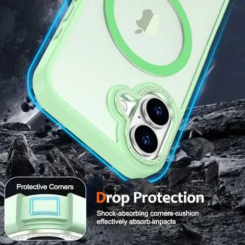 iPhone 17 için Anuck Kılıf, MagSafe ile Uyumlu Manyetik Telefon Kılıfı, Yumuşak TPU Tampon, Sert Yarı Saydam Mat Arka Yüz, İnce Kesim Darbeye Dayanıklı Koruyucu Kapak, Erkekler, Kadınlar ve Kızlar için - Yeşil - 4