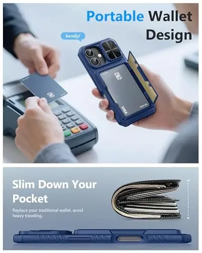 ATATOO for iPhone 17 Wallet Case, Built-in Card Holder (Store 3-5 Cards) & Slide Camera Cover & RFID Blocking, Military Grade Protection, Hard Shockproof Cover Case for iPhone 17 6.3