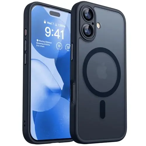 CANSHN Magnetic for iPhone 17 Case, Upgraded [Full Camera Protection] [Compatible with Magsafe] [Translucent Matte] Shockproof Protective Phone Case for iPhone 17 - Black - 1