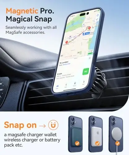 CANSHN Magnetic for iPhone 17 Case, Upgraded [Full Camera Protection] [Compatible with Magsafe] [Translucent Matte] Shockproof Protective Phone Case for iPhone 17 - Deep Blue - 5