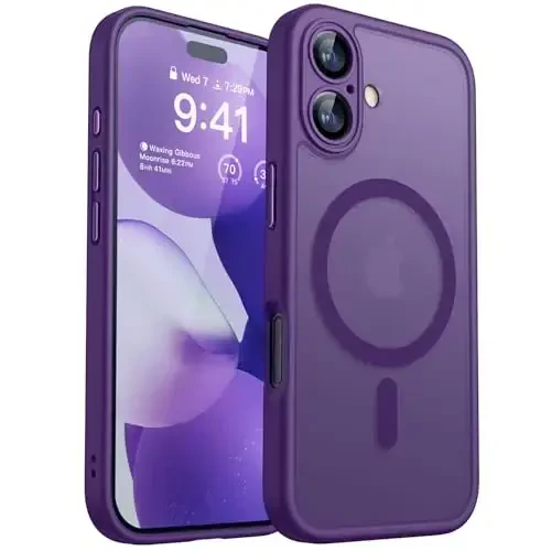 CANSHN Magnetic for iPhone 17 Case, Upgraded [Full Camera Protection] [Compatible with Magsafe] [Translucent Matte] Shockproof Protective Phone Case for iPhone 17 - Deep Purple - CANSHN