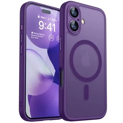 CANSHN Magnetic for iPhone 17 Case, Upgraded [Full Camera Protection] [Compatible with Magsafe] [Translucent Matte] Shockproof Protective Phone Case for iPhone 17 - Deep Purple - 1