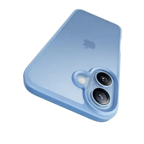 CASEKOO for iPhone 17 Case, [Never Yellow Technology] [Mil-Grade Drop Protection] Translucent Slim Cover Women Men for iPhone 17 Phone Case 6.3 inch, Frosted Light Blue - CASEKOO