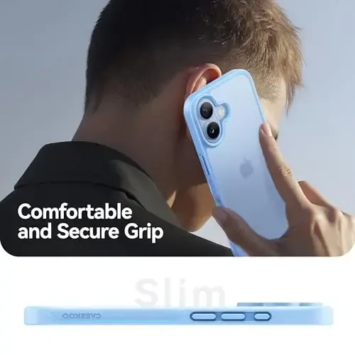 CASEKOO for iPhone 17 Case, [Never Yellow Technology] [Mil-Grade Drop Protection] Translucent Slim Cover Women Men for iPhone 17 Phone Case 6.3 inch, Frosted Light Blue - 5