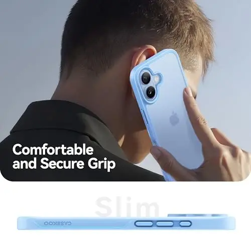 CASEKOO for iPhone 17 Case, [Never Yellow Technology] [Mil-Grade Drop Protection] Translucent Slim Cover Women Men for iPhone 17 Phone Case 6.3 inch, Frosted Light Blue - 5