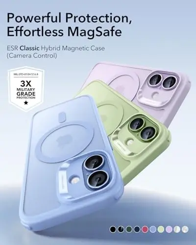 ESR for iPhone 17 Case for MagSafe, Camera Control, Frosted Light Purple | Ultra Slim, 3X Military-Grade Drop Protection, Magnetic Phone Case, Impact Absorbing, Resists Scratches - ESR (1)