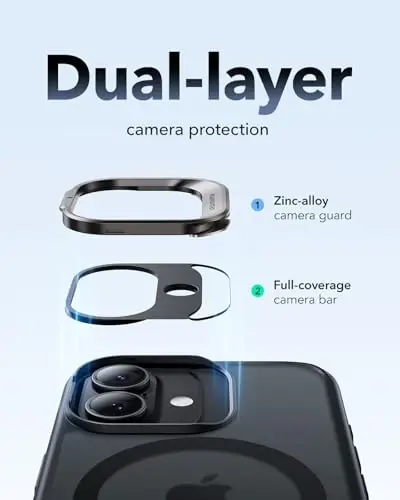 ESR for iPhone 17 Case with Stash Stand, Camera Control Cover Compatible with MagSafe, Military-Grade Drop Protection Magnetic Phone Case for iPhone 17, Scratch-Resistant Back Cover,Frosted Black - 2