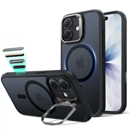 ESR for iPhone 17 Case with Stash Stand, Camera Control Cover Compatible with MagSafe, Military-Grade Drop Protection Magnetic Phone Case for iPhone 17, Scratch-Resistant Back Cover,Frosted Black - 4