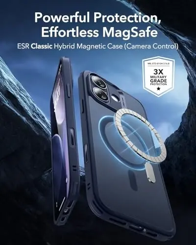 ESR for iPhone 17 Case, Camera Control, Compatible with MagSafe, Shockproof Military-Grade Protection, Magnetic Phone Case for iPhone 17, Classic Hybrid Case, Frosted Blue - 2