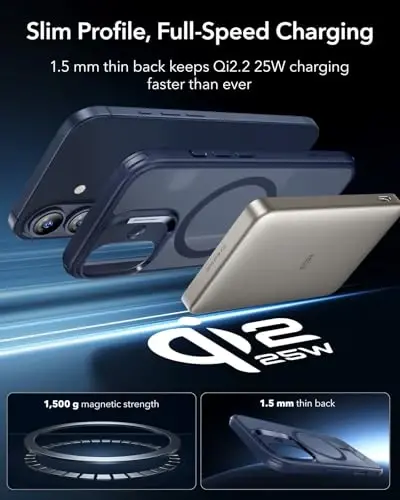 ESR for iPhone 17 Case, Camera Control, Compatible with MagSafe, Shockproof Military-Grade Protection, Magnetic Phone Case for iPhone 17, Classic Hybrid Case, Frosted Blue - 5