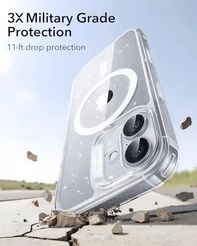ESR for iPhone 17 Case, Camera Control, Compatible with MagSafe, Shockproof Military-Grade Protection, Magnetic Phone Case for iPhone 17, Classic Hybrid Case, Clear Shimmer - 4
