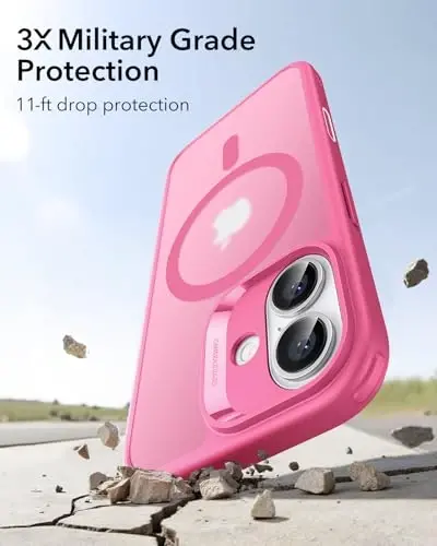 ESR for iPhone 17 Case, Camera Control, Compatible with MagSafe, Shockproof Military-Grade Protection, Magnetic Phone Case for iPhone 17, Classic Hybrid Case, Frosted Pink - 3