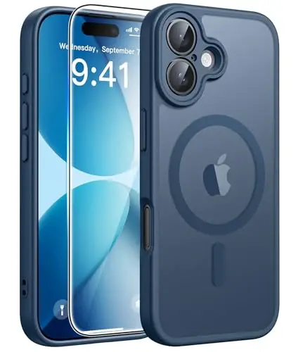 FNTCASE for iPhone 17 Phone Case: Magnetic Translucent Matte [Full Covered Camera Protection] [Screen Protector] Military Grade Shockproof Slim Cover Drop Proof Protective Cases - Blue - FNTCASE (1)