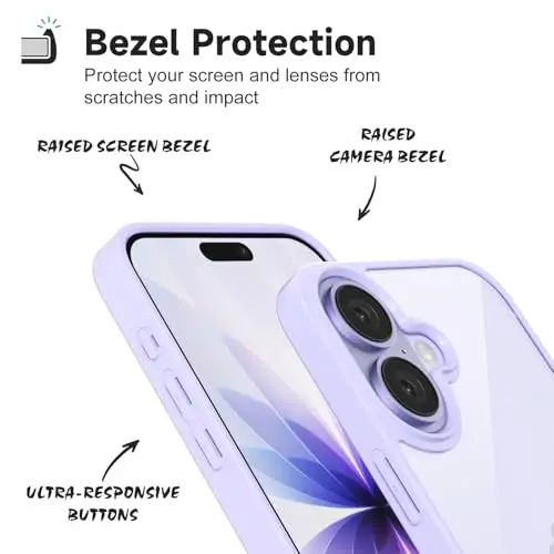 iPhone 17 için LoeoeL Kılıfı Şeffaf, Hibrit iPhone 17 Telefon Kılıfı [Sert Plastik ve Yumuşak Silikon Tampon] Akrilik Sararmayan İnce Dar Koruyucu Kadın Kılıfı, Mor Lavanta - 4