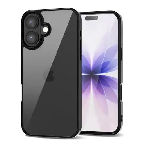 LoeoeL for iPhone 17 Case Clear, Transparent Hybrid iPhone 17 Phone Case [Hard Plastic & Soft Silicone Bumper] Acrylic Non Yellowing Thin Slim Protective Cover for Women, Black 