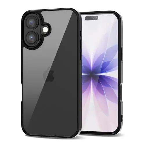 LoeoeL for iPhone 17 Case Clear, Transparent Hybrid iPhone 17 Phone Case [Hard Plastic & Soft Silicone Bumper] Acrylic Non Yellowing Thin Slim Protective Cover for Women, Black - 1