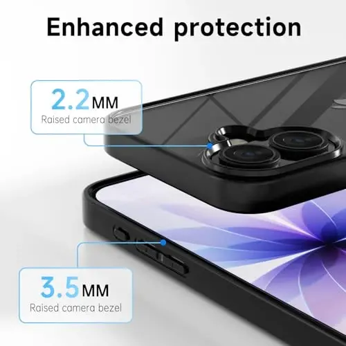 LoeoeL for iPhone 17 Case Clear, Transparent Hybrid iPhone 17 Phone Case [Hard Plastic & Soft Silicone Bumper] Acrylic Non Yellowing Thin Slim Protective Cover for Women, Black - 5