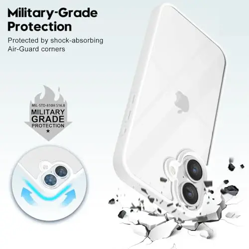 LoeoeL for iPhone 17 Case Clear, Transparent Hybrid iPhone 17 Phone Case [Hard Plastic & Soft Silicone Bumper] Acrylic Non Yellowing Thin Slim Protective Cover for Women, White - 6