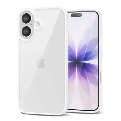 LoeoeL for iPhone 17 Case Clear, Transparent Hybrid iPhone 17 Phone Case [Hard Plastic & Soft Silicone Bumper] Acrylic Non Yellowing Thin Slim Protective Cover for Women, White - LOEOEL