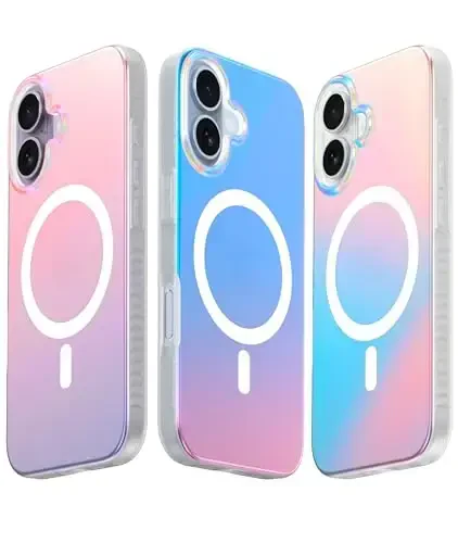 LONLI Hue for iPhone 17 Case - Holographic Iridescent Shockproof Magnetic Cute Phone Cover - [Compatible with Magsafe] - Cute, Unique and Aesthetic for Women and Girls - 1