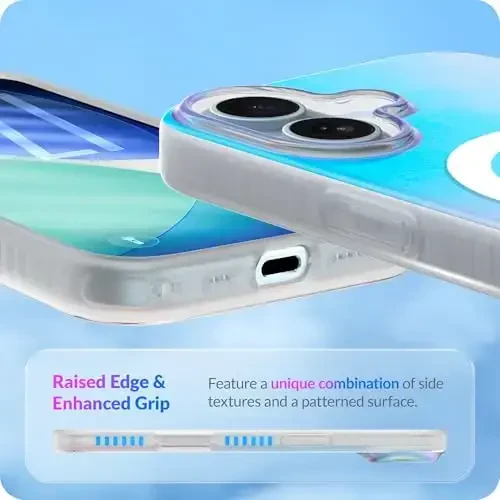 LONLI Hue for iPhone 17 Case - Holographic Iridescent Shockproof Magnetic Cute Phone Cover - [Compatible with Magsafe] - Cute, Unique and Aesthetic for Women and Girls - 5