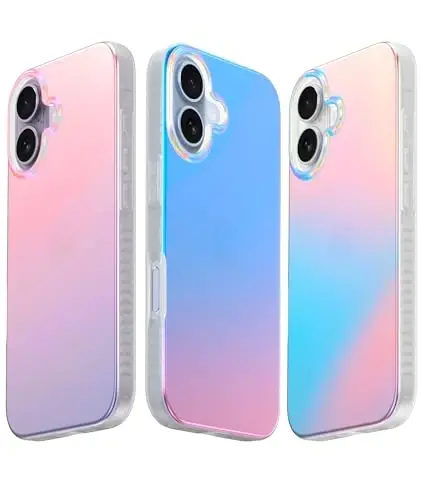 LONLI Hue for iPhone 17 Case - Holographic Iridescent Shockproof Cute Phone Cover - [Shock-Absorbent Bumper] - Cute, Unique and Aesthetic for Women and Girls - LONLI