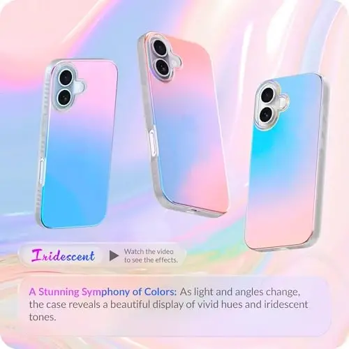 LONLI Hue for iPhone 17 Case - Holographic Iridescent Shockproof Cute Phone Cover - [Shock-Absorbent Bumper] - Cute, Unique and Aesthetic for Women and Girls - 2