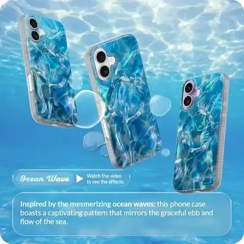 LONLI Hue for iPhone 17 Case - Ocean Waves Shockproof Magnetic Phone Cover - [Compatible with Magsafe] - Cute, Unique and Aesthetic - 2