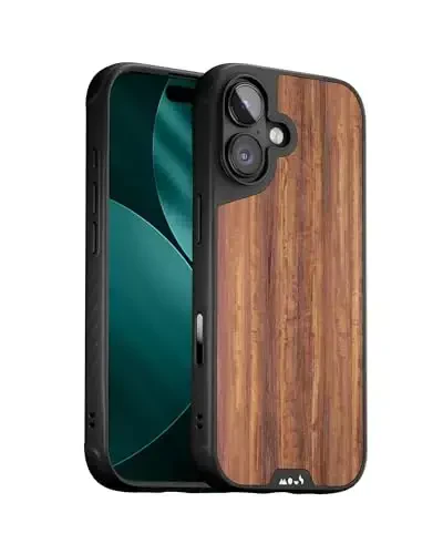 Mous for iPhone 17 Case, Compatible with MagSafe - Limitless - Protective Walbut Cover for iPhone 17 - Shockproof, Full Camera Protection, Anti-Scratch Back, Brown - MOUS