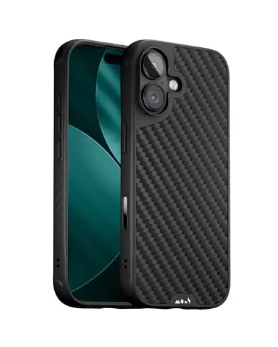 Mous for iPhone 17 Case, Compatible with MagSafe - Limitless - Protective Carbon Fibre Cover for iPhone 17 - Shockproof, Full Camera Protection, Anti-Scratch Back, Black - 1