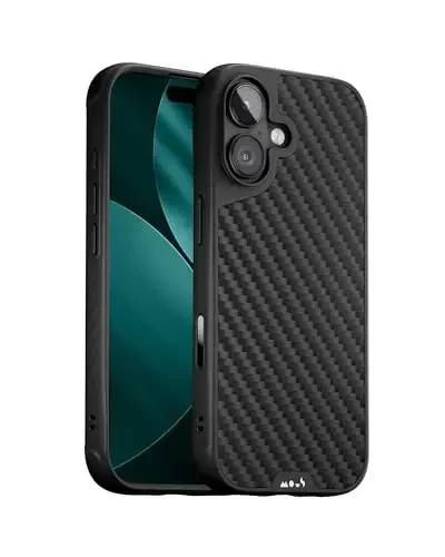 Mous for iPhone 17 Case, Compatible with MagSafe - Limitless - Protective Carbon Fibre Cover for iPhone 17 - Shockproof, Full Camera Protection, Anti-Scratch Back, Black - MOUS