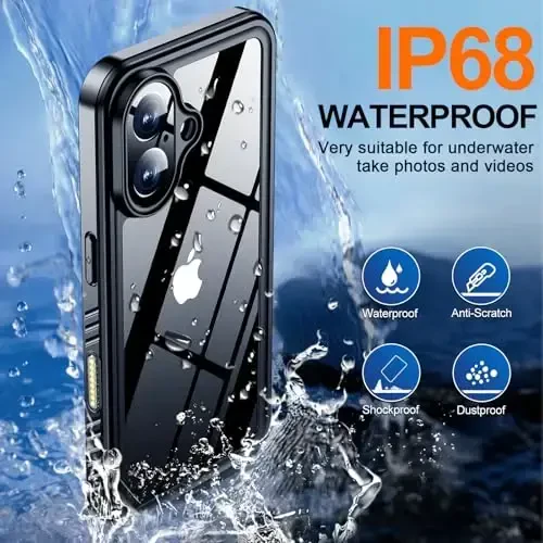 MOZOTER for iPhone 17 Case Waterproof,[IPX8 Underwater Case][Full Body Shockproof & Military Dropproof] Clear Sound Quality Built-in Screen Protector for iPhone 17 6.3 inch-Black - MOZOTER (1)
