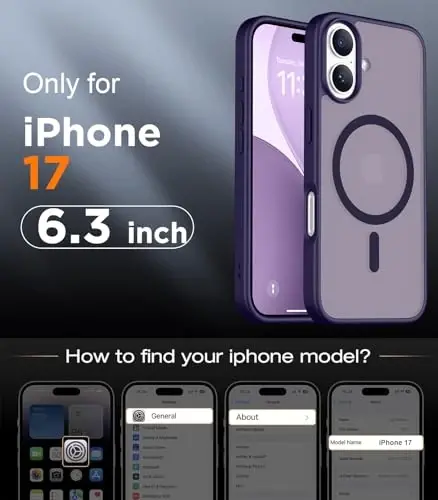 Red2Fire Magnetic for iPhone 17 Case, (Compatible with MagSafe) (Military Grade Drop Protection) Translucent Matte Shockproof Phone Case for iPhone 17 6.3