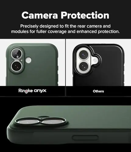 Ringke Onyx for iPhone 17 Case, [Feels Good in The Hand] Oil & Dirt Resistant, Individual Lens Covers for Cameras, Non-Slip Enhanced Grip Lightweight Cover - Dark Green - 3
