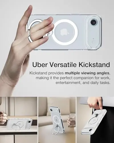 Upcommon Flex Stand Case for iPhone 17, 360° Rotatable Kickstand, MagSafe Compatible, Slim Protective Cover, Shockproof (Clear) - 2