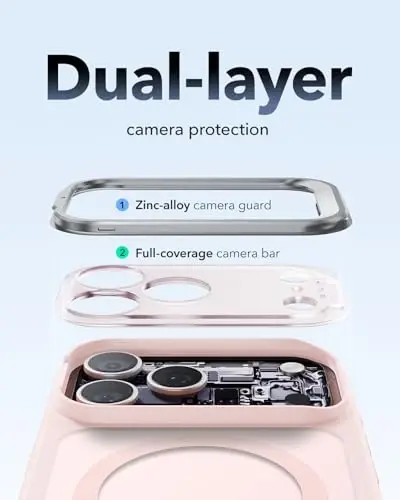 ESR for iPhone 17 Pro Max Case with Stash Stand, Camera Control Cover Compatible with MagSafe, Military-Grade Drop Protection Magnetic Phone Case, Scratch-Resistant Back Cover,Frosted Bubblegum Pink - 4