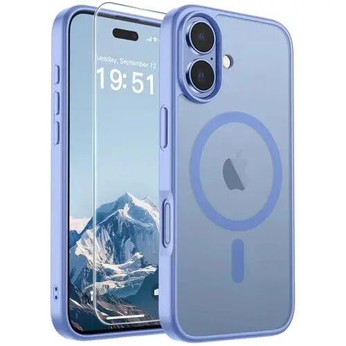SUPFINE Magnetic for iPhone 17 Case (Compatible with MagSafe)(Military Grade Drop Protection) Translucent Matte Shockproof with Anti-Fingerprint Phone Cover,Blue Purple - SUPFINE