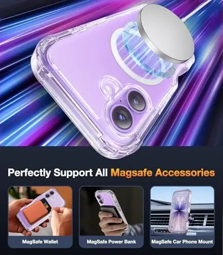 Diaclara Magnetic Designed for iPhone 17 Case 6.3 Inch Full Body Bumper,[Compatible with MagSafe] Military Drop Proof Cover with Built-in Touch Sensitive Anti-Scratch Screen Protector Clear - 4