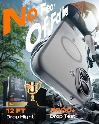 TOCOL for iPhone 17 Case, Full Camera Protection, Built-in Magnetic Ring, Compatible with Magsafe Charger, Drop Protection, Translucent Matte Phone Case for iPhone 17 6.3 inch (Gray) - 5