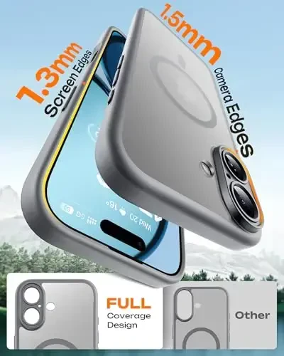 TOCOL for iPhone 17 Case, Full Camera Protection, Built-in Magnetic Ring, Compatible with Magsafe Charger, Drop Protection, Translucent Matte Phone Case for iPhone 17 6.3 inch (Gray) - 6