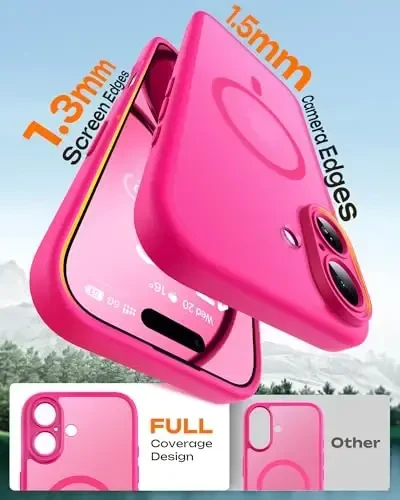 TOCOL for iPhone 17 Case, Full Camera Protection, Built-in Magnetic Ring, Compatible with Magsafe Charger, Drop Protection, Translucent Matte Phone Case for iPhone 17 6.3 inch (Hot Pink) - 6