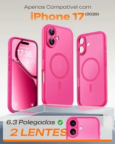 iPhone 17 için TOCOL Kılıfı, Tam Kamera Koruması, Dahili Manyetik Halka, Magsafe Şarj Cihazı ile Uyumlu, Düşme Koruması, iPhone 17 6.3 inç için Yarı Saydam Mat Telefon Kılıfı (Sıcak Pembe) 