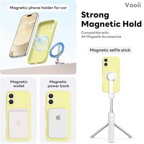 Vooii Magnetic for iPhone 17 Case, Compatible with Magsafe (Premium Liquid Silicone) (Integrated Camera Control Button) Full Body Protective Anti-Scratch Microfiber Lining 6.3