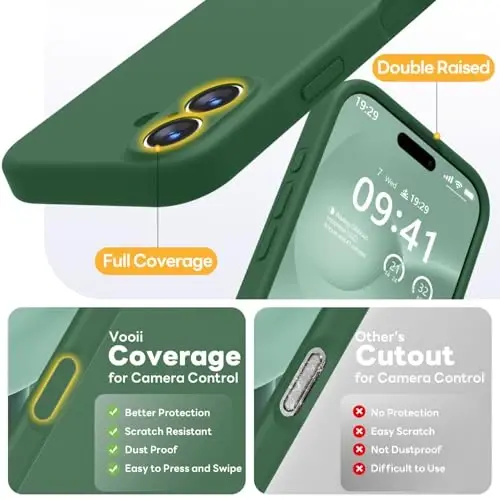 Vooii Magnetic for iPhone 17 Case, Compatible with Magsafe (Premium Liquid Silicone) (Integrated Camera Control Button) Full Body Protective Anti-Scratch Microfiber Lining 6.3
